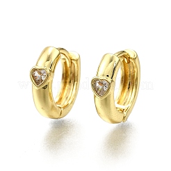 Orecchini a cerchio in ottone con zirconi cubici chiari micro pavè&nbsp;EJEW-H157-06G