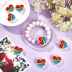 8 Stück Pride Regenbogen Motiv Lebensmittelqualität umweltfreundliche Silikon Fokalperlen&nbsp;SIL-CA0001-34