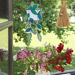 1 set di decorazioni da appendere alle finestre con foglie in acrilico&nbsp;AJEW-GF0009-95