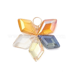 9 pz 3 colori pendenti in vetro a rombo placcato&nbsp;PALLOY-JF04507