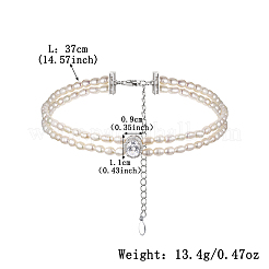 Collar de perlas de doble capa de plata esterlina con circonitas&nbsp;HW7628