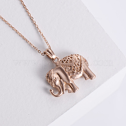 Colliers pendentifs vintage en acier inoxydable avec éléphant africain pour femmes&nbsp;KR8617