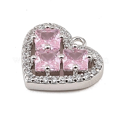 Breloques en laiton avec micro pavé de zircone cubique rose&nbsp;CU-CBAF17A-10P