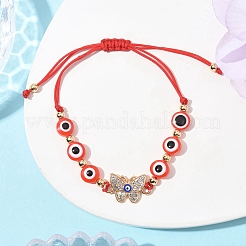 Bracelets tressés en résine contre le mauvais œil pour femmes&nbsp;BJEW-FS00018-06