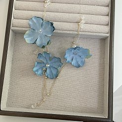 Collane a bavaglino da donna con fiore in plastica e vetro&nbsp;WGFB142-01