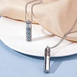 2 Arten 304 Edelstahl Box Kette Hohlsäule Parfümflasche Anhänger Halsketten&nbsp;NJEW-FH0001-19