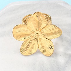 Echter 18 Karat vergoldeter offener Edelstahlring mit 304 Ringen&nbsp;RJEW-Z034-01A