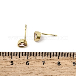 Pendientes de botón con forma de corazón de circonita cúbica de latón&nbsp;EJEW-L261-030G