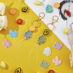 Perlas de silicona ecológicas de grado alimenticio de hojas de cactus y monstera&nbsp;DIY-DC0002-22