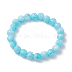 4 Uds. Conjunto de pulseras elásticas con cuentas redondas de jade de imitación acrílica de 4 colores&nbsp;BJEW-JB10150