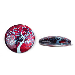 Un demi-rond / arbre modèle dôme en verre Cabochons dos plat pour les projets de bricolage&nbsp;GGLA-Q037-25mm-M28-04