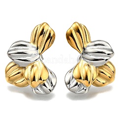Pendientes de botón bicolor de acero inoxidable 304 para mujer&nbsp;EJEW-R023-01GP-07