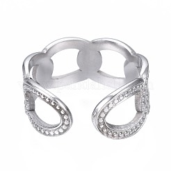 Anello polsino aperto con catena a maglie in acciaio inossidabile 304 anti-ossidazione&nbsp;RJEW-T023-21P