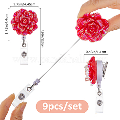 9 Stück Ausweishalter mit Rosenblume aus Kunstharz&nbsp;HJEW-FH00285