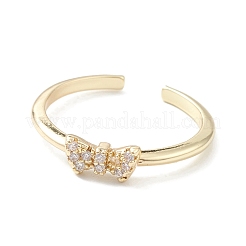 Bague de manchette ouverte papillon en zircone cubique transparente&nbsp;RJEW-C056-09G