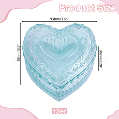 Scatole portagioielli in vetro trasparente con cuore in rilievo e coperchio&nbsp;AJEW-HY0003-62A