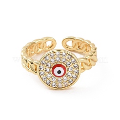 Offene Ringe aus echtem 18 Karat vergoldetem Messing mit Mikropavé-Zirkonia&nbsp;RJEW-J017-VC280