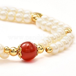 Braccialetti rotondi di perline di corniola naturale (tinti) per ragazze donne&nbsp;BJEW-TA00013