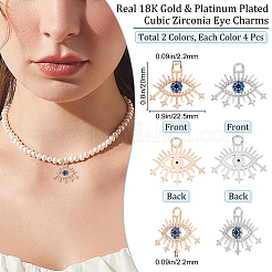 8pcs 2 colores latón micro pave colgantes de circonita cúbica&nbsp;KK-BBC0002-55