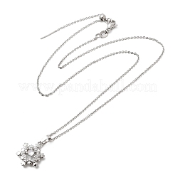 Colliers avec pendentifs en laiton et micro-pavés de zircones cubiques en forme de flocon de neige de Noël&nbsp;NJEW-L468-01P-A01