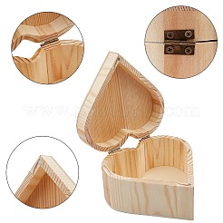 Boîte à bijoux en bois de pin non fini&nbsp;CON-WH0072-14