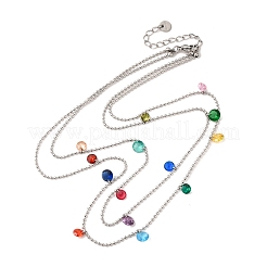 Collana a doppio strato con ciondoli a forma di nappa piatta e rotonda in acciaio inossidabile 304&nbsp;LS-NJEW-A051-05P