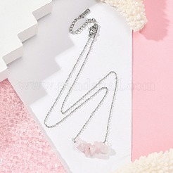 Collane con ciondolo in quarzo rosa naturale&nbsp;NJEW-JN05097-01