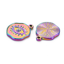 Pendentif en acier inoxydable 201 de couleur arc-en-ciel avec strass&nbsp;STAS-S119-033