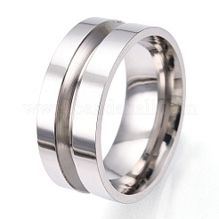 201 geriffelte Fingerringfassungen aus Edelstahl&nbsp;STAS-WH0039-12C-P