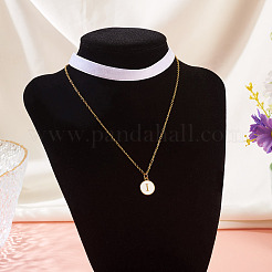 Collier ras du cou double couche avec pendentif lettre en alliage émaillé&nbsp;NJEW-TAC0035