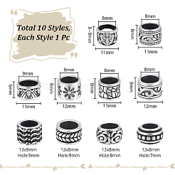 10 Stück 10 Stile 316 chirurgischer Edelstahl große Lochperlen&nbsp;STAS-UN0061-40