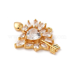 Pendentifs avec zircon cubiques à micro-pavés en laiton&nbsp;KK-F898-03G