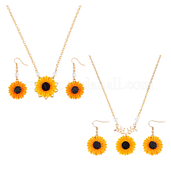 Set di gioielli a forma di girasole con perline di perle finte&nbsp;SJEW-FI0001-30