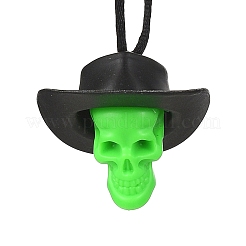 Halloween-Halsketten mit Totenkopf-Anhänger aus Kunststoff&nbsp;NJEW-S006-01D