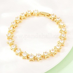 Armbänder aus Messing mit Pavé-Fassung und klaren Zirkonia-Steinen für Damen&nbsp;BJEW-T025-02G