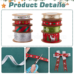 8 Rolle 8 Stile Weihnachts bedrucktes Polyester-Satinband&nbsp;SRIB-PH0001-47