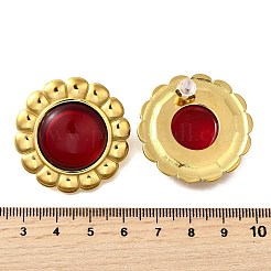 Pendientes de ágata roja de acero inoxidable 304&nbsp;EJEW-M065-05G