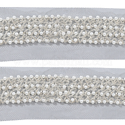 Bordure en dentelle de gaze de polyester et de perles en plastique&nbsp;OCOR-WH20005-45C