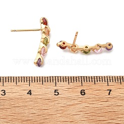 Ohrstecker aus Messing mit Mikropflaster und Zirkonia für Damen&nbsp;EJEW-G428-19G-01