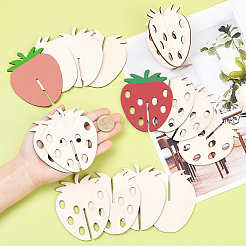 24 pz 2 stili di ornamenti in legno grezzo a forma di fragola&nbsp;WOOD-SC0002-26