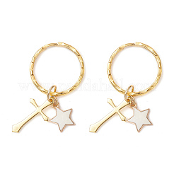 2 porte-clés croix en laiton émaillé avec étoile&nbsp;KEYC-JKC01401