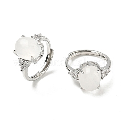Anelli aperti in ottone con micro pavé di zirconi cubici e cristalli di quarzo naturale.&nbsp;RJEW-T035-01P-G