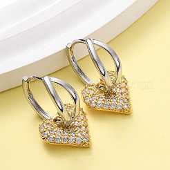 Boucles d'oreilles créoles en laiton zircon cubique micro pavé&nbsp;EJEW-D322-08PG-01