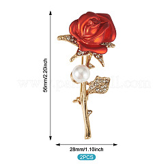 2 stücke valentinstag rose zink-legierung kristall strass broschen&nbsp;JEWB-TADJ0001-02B