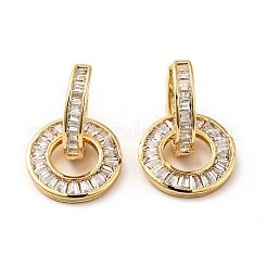 Orecchini pendenti a cerchio con doppio anello intrecciato con zirconi chiari&nbsp;EJEW-F288-12
