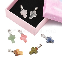 DIY-Sets zum Herstellen von Kreuzanhängern aus natürlichen und synthetischen Edelsteinen und gewachsten Kordelanhängern für Halsketten&nbsp;DIY-FS0008-46