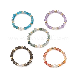 Fingerringe aus natürlichen Süßwasserzuchtperlen und Edelsteinen&nbsp;RJEW-JR00970
