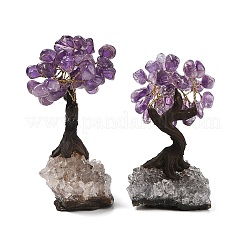 Sculpture d'arbre en copeaux d'améthyste naturelle&nbsp;DJEW-K026-01A