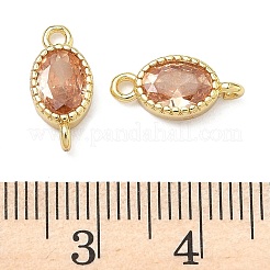 Breloques connecteurs ovales en laiton pavé de zirconiums cubiques&nbsp;KK-P348-07G-04