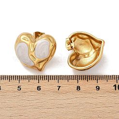 Pendientes de botón de acero inoxidable 304 con forma de corazón y esmalte&nbsp;LS-EJEW-M105-03G